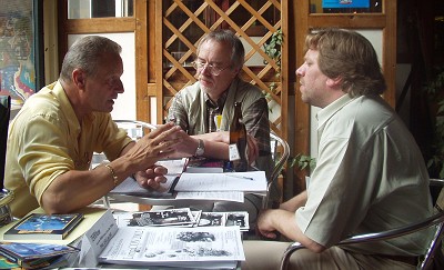 Besprechung beim ColoniaCon: Helmuth W. Mommers, Ronald M. Hahn und Michael K. Iwoleit
